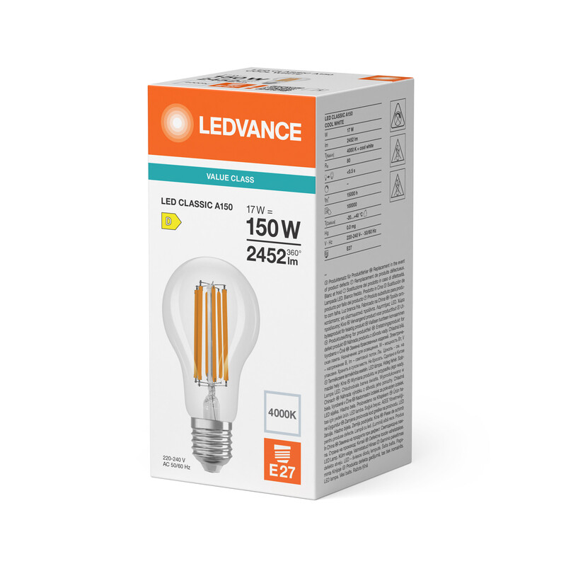ledvance Standard lamp value classic cla 17w/840 2452lm e27 cl