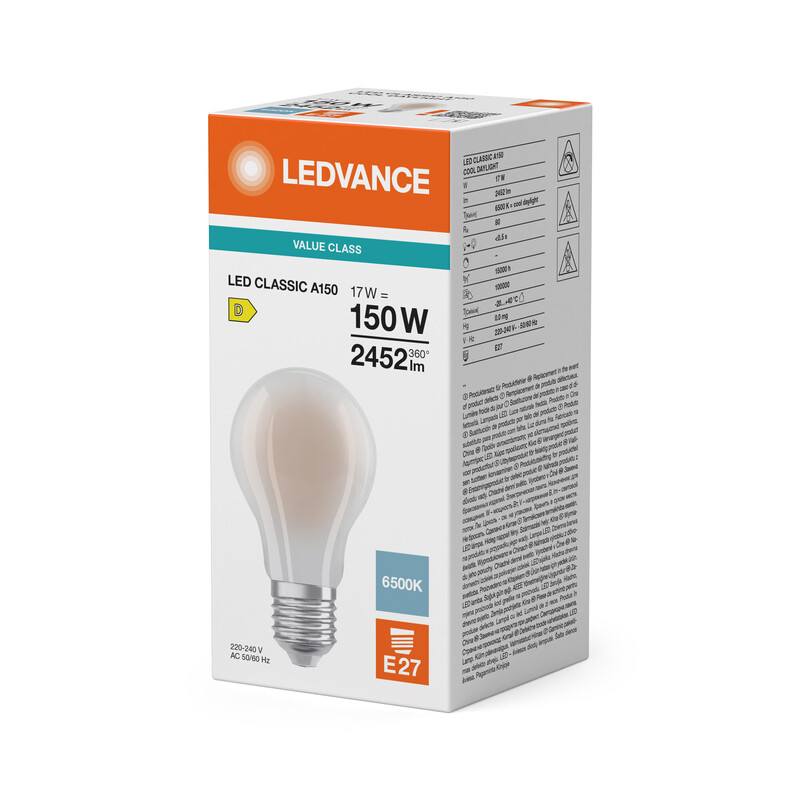ledvance Standard lamp value classic cla 17w/865 2452lm e27 fr