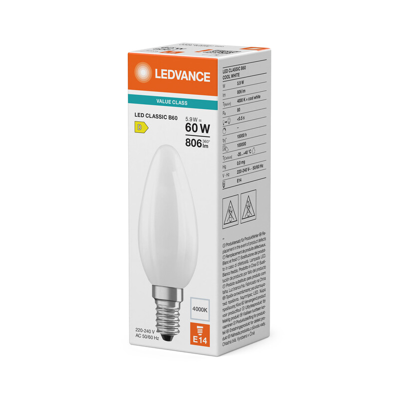 ledvance Kronlampa value classic clb 5,9w/840 806lm e14 fr