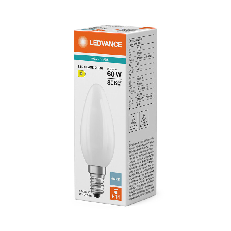 ledvance Kronlampa value classic clb 5,9w/865 806lm e14 fr