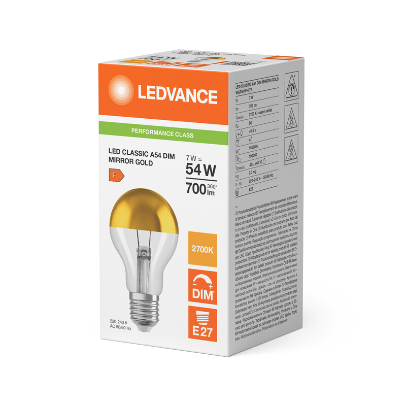 ledvance Standard lamp performance cla 7w/827 700lm e27 dim gld