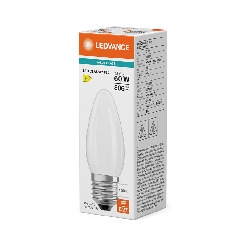 ledvance Kronlampa value classic clb 5,9w/840 806lm e27 fr
