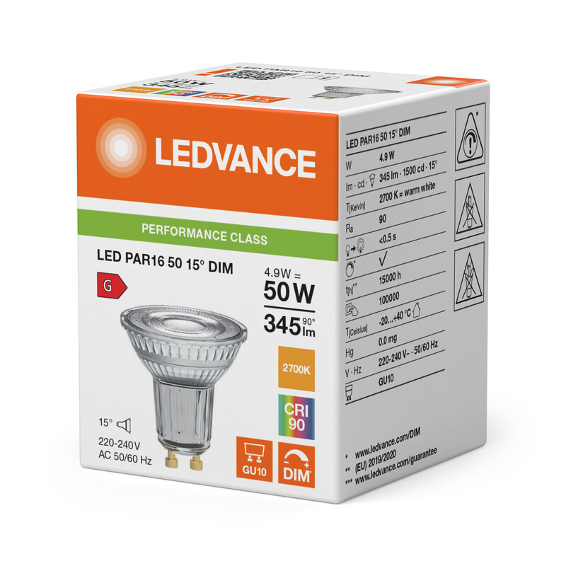 ledvance Reflector lamp performance par16 5w/927 345lm gu10 dim 15