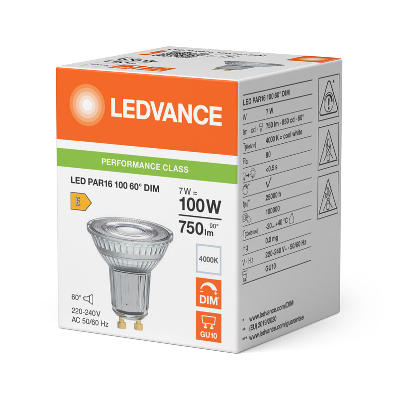 ledvance Reflector lamp performance par16 7w/840 750lm gu10 dim 60