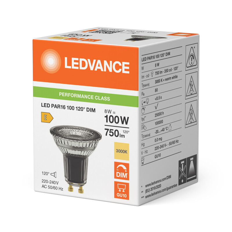 ledvance Reflector lamp performance par16 8w/830 750lm gu10 dim120