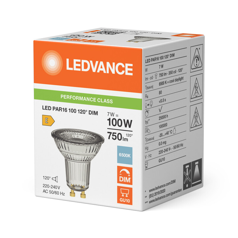 ledvance Reflector lamp performance par16 7w/865 750lm gu10 dim120