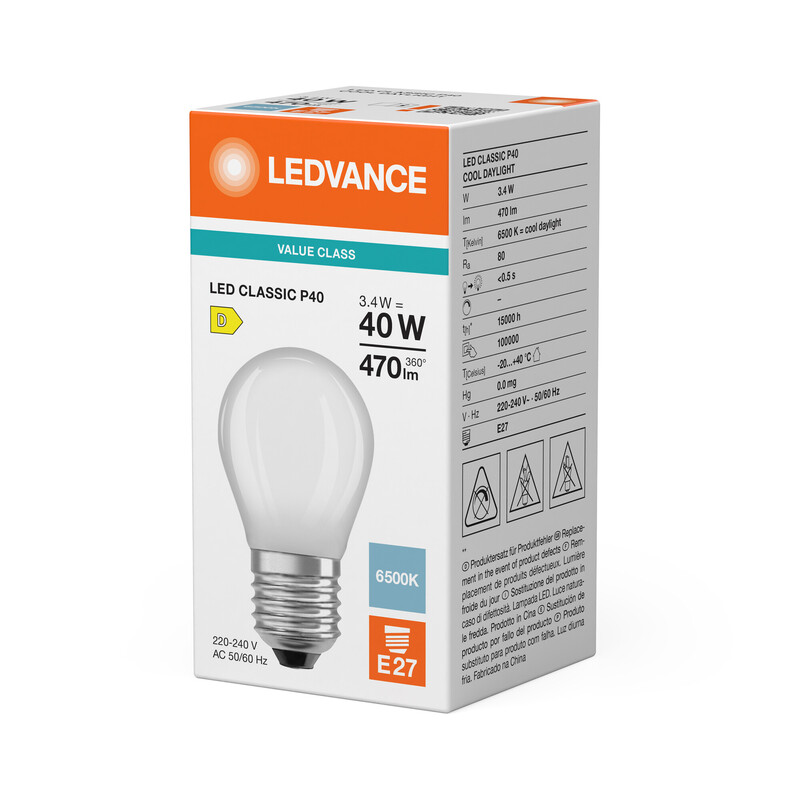 ledvance Minibollform lampa value clp 3,4w/865 470lm e27 fr