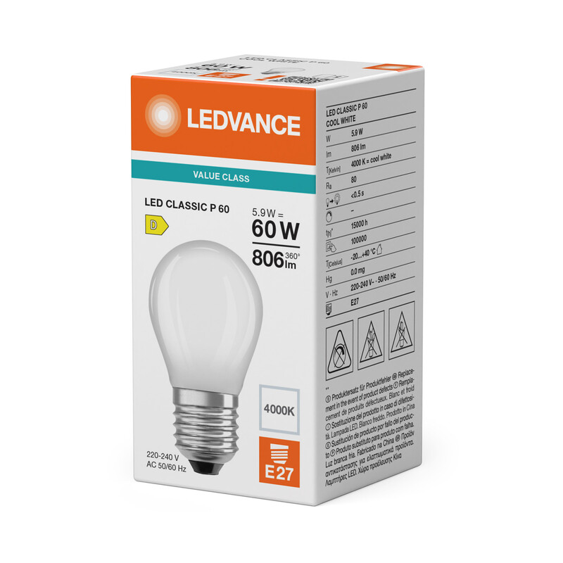 ledvance Minibollform lampa value clp 5,9w/840 806lm e27 fr