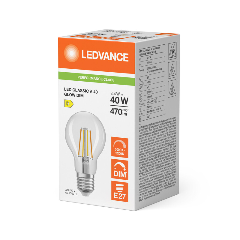 ledvance Ledpære cla40 glwdim 470lm 93022 cl e27