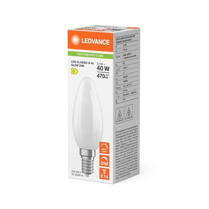 ledvance Ledpære clb 40 glwdim 470lm 93022 fr e14