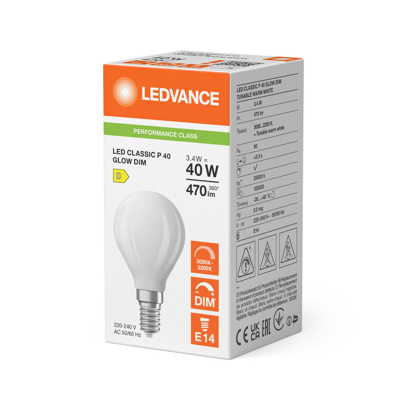 ledvance Ledpære clp 40 glwdim 470lm 93022 fr e14