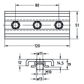 mupro Sliding shoe zn mupro m10 41/21-41/124 mpr channel