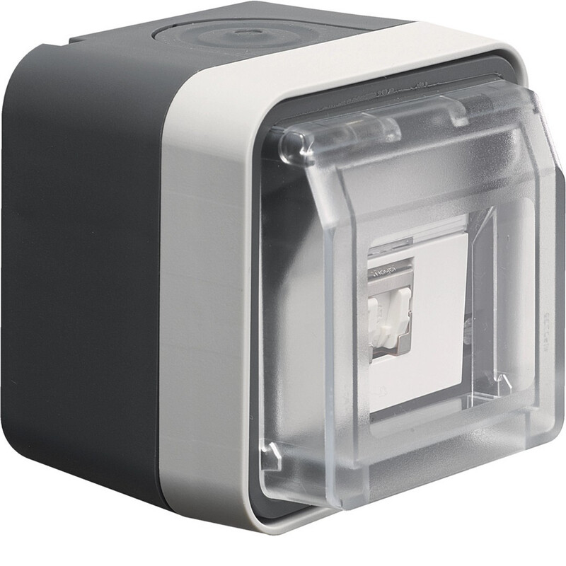 DATASOCKET OUTLET W.1 1XRJ45 CAT6A STP IP55 GRAY