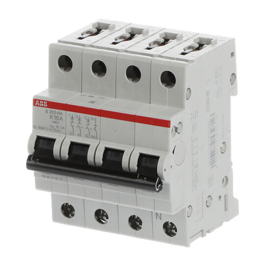 abb Dvärgbrytare s200 s203-k16na, 4p (3p+n) k 16a