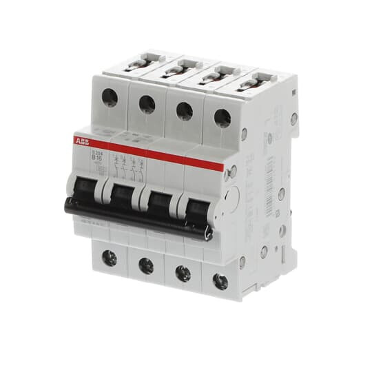abb Circuit breaker s200 s204-b16, 4p b 16a