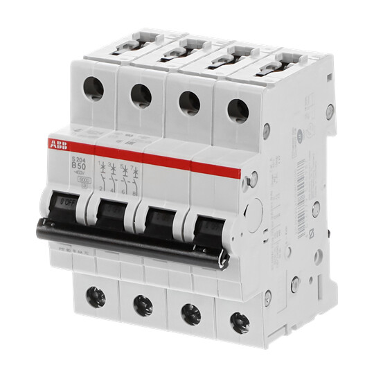 abb Circuit breaker s200 s204-b50, 4p b 50a