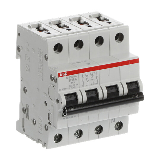 abb Dvärgbrytare s200 s203-k16na, 4p (3p+n) k 16a