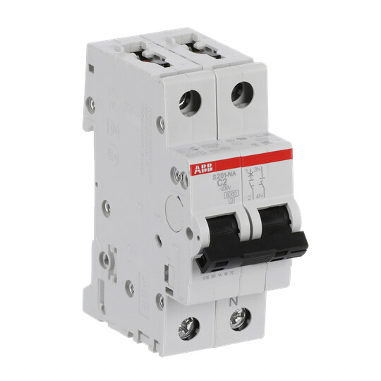 abb smart buildings Circuit breaker s200 s201-c2na 1p+n c 2a