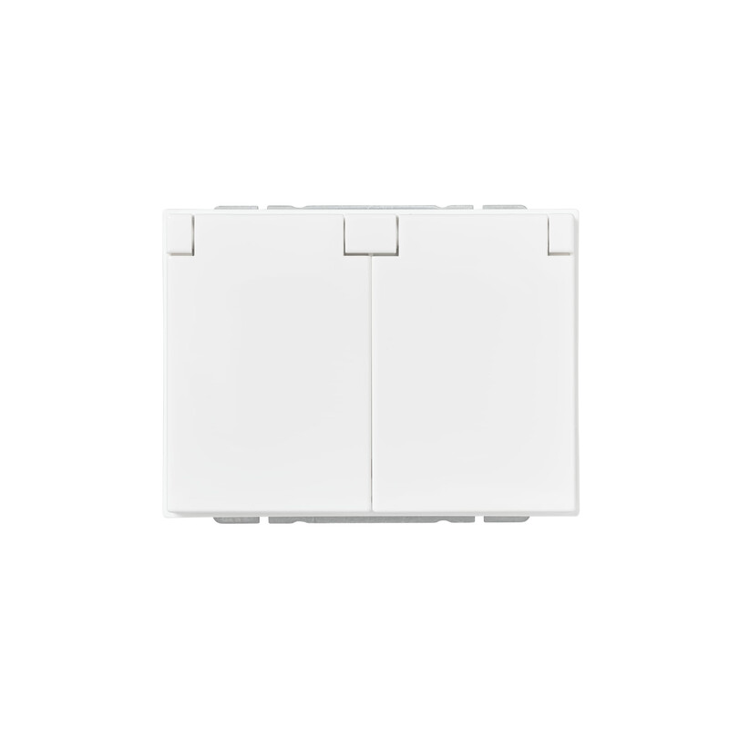 abb Socket outlet schuko 2-g,ip21 with lid,white