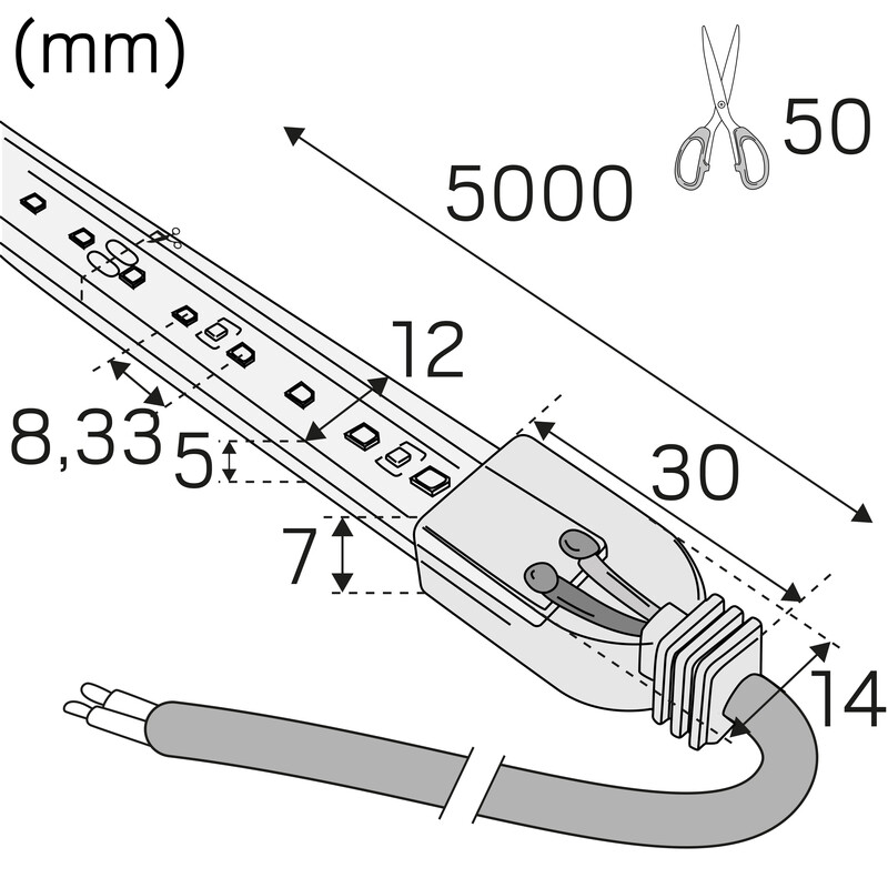 hide-a-lite Led strip ledstrip 24v long ip67 760lm/m 8w/m 930 /m