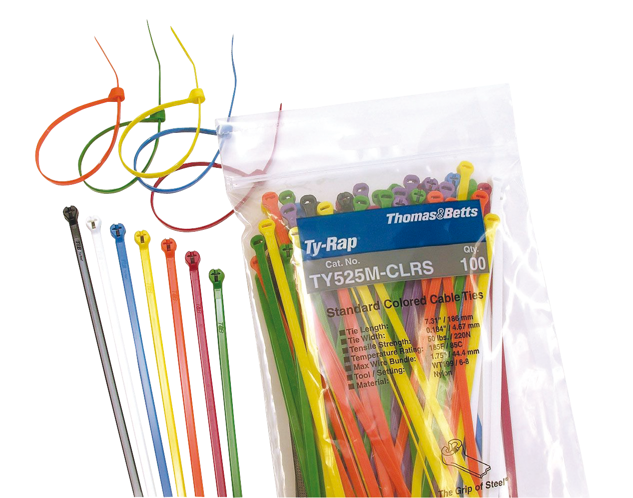 WIRE BOND 186x4.8mm TY525M-CLRS 100pcs