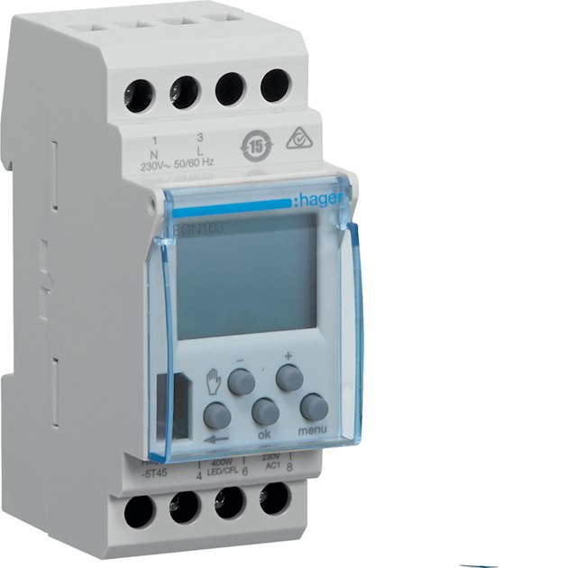 HAGER TIME SWITCH DIGITAL CRONOTEC EGN103 1CH/16A 2M DIN | Switches ...