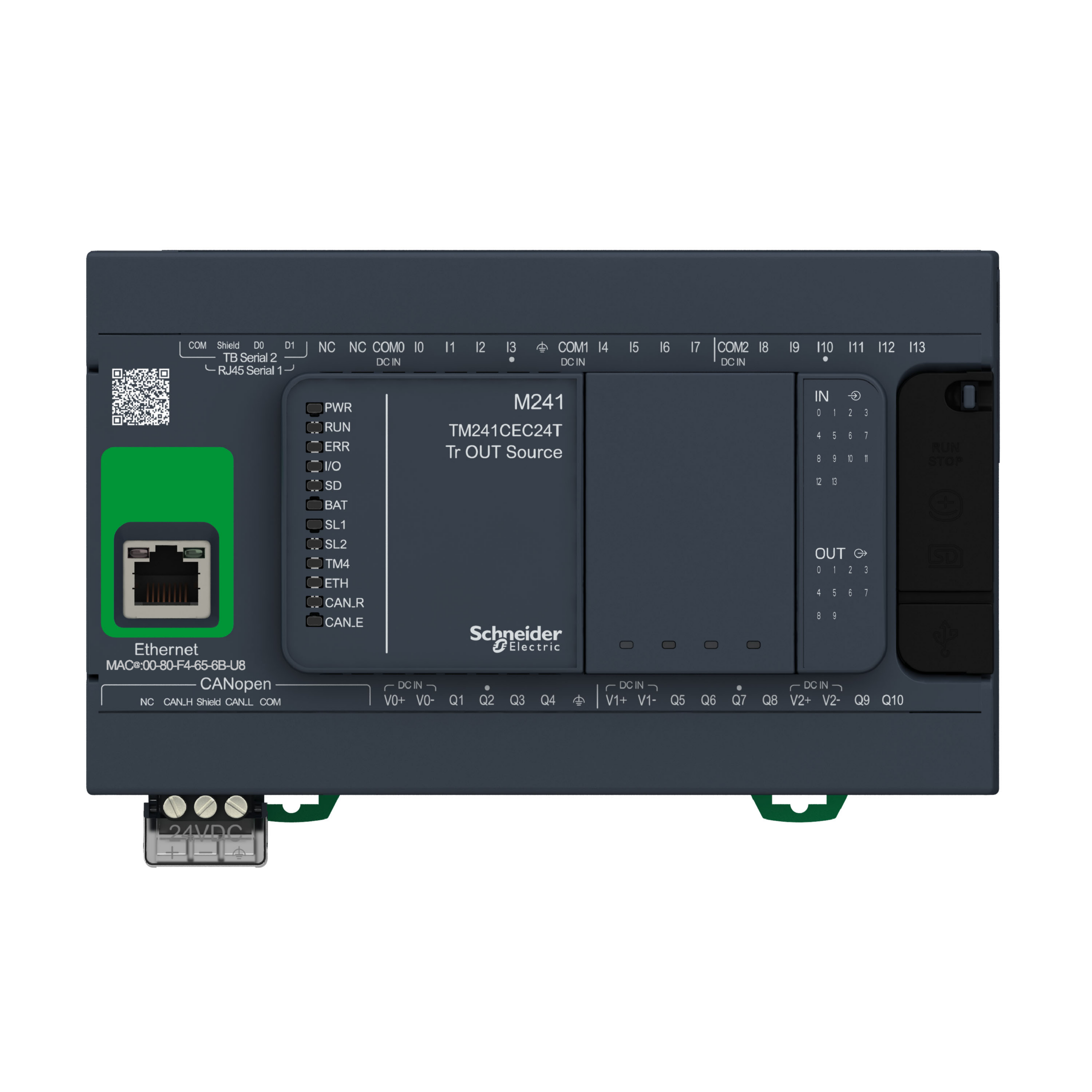 schneider electric Logiikkamoduuli modicon plc m241-24io tr,so eth, can m