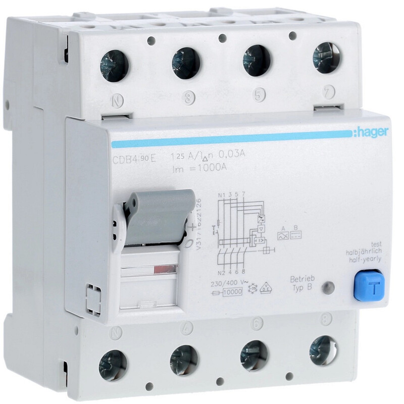 hager Vikavirtasuojakytkin cdb490e 30ma b/4x125a 10ka
