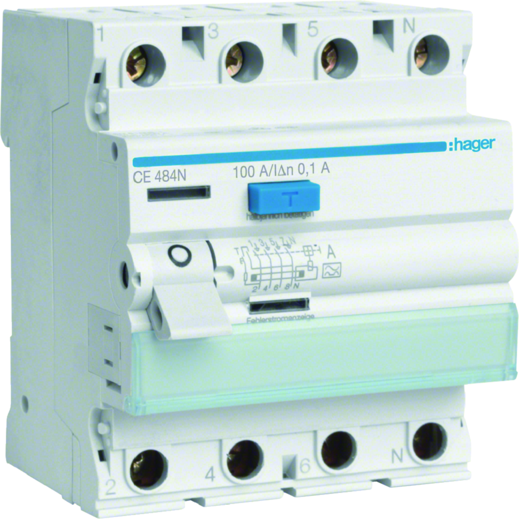 Jordfeilbryter 10kA 4x100A 100mA A