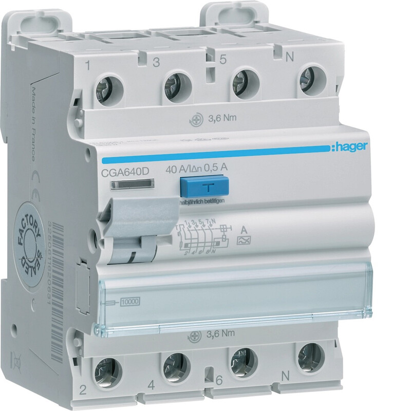 JORDFELSBRYTARE CGA640D 500MA A/4X40A 10KA