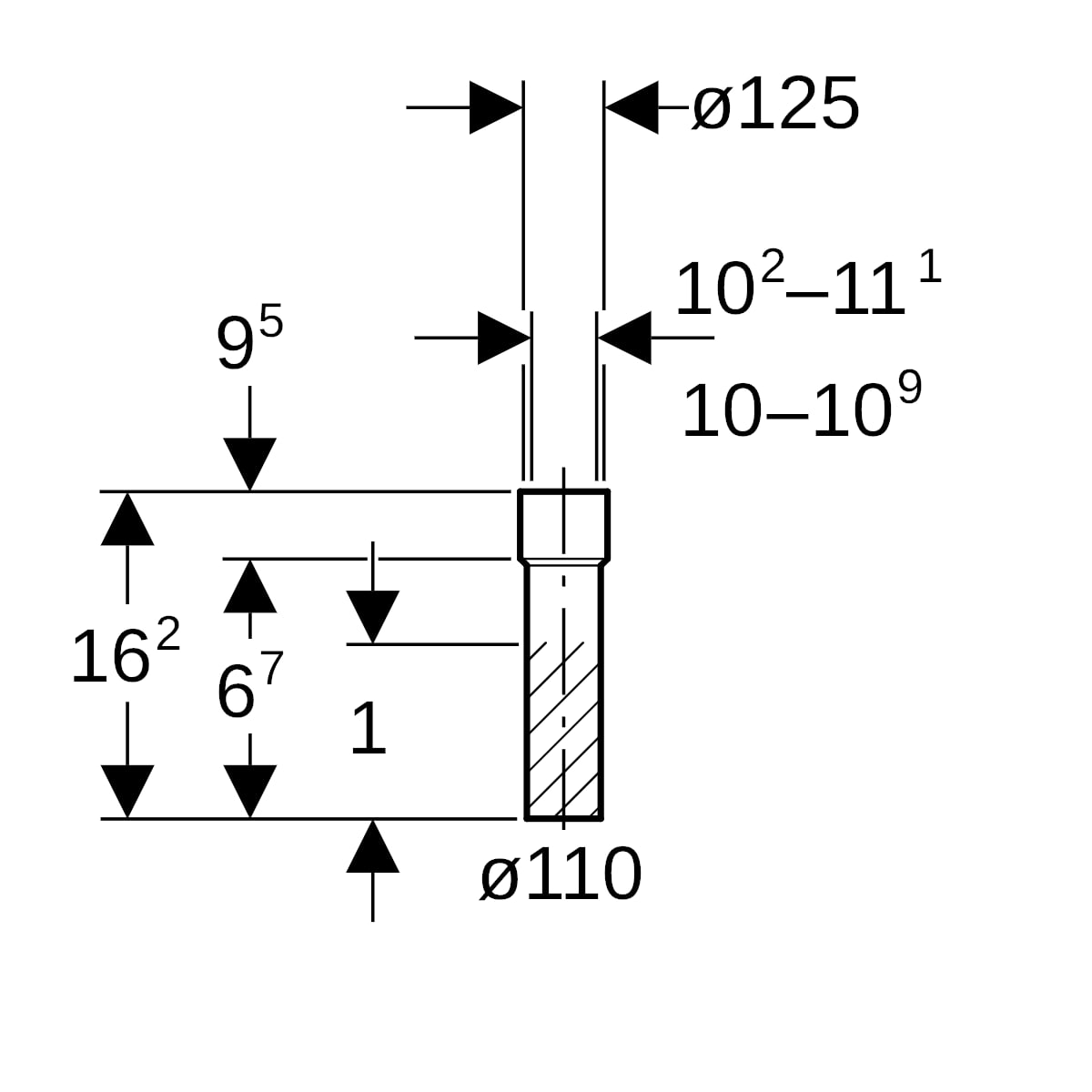 geberit Adapter geberit pe 110x125mm with shrink-fitting