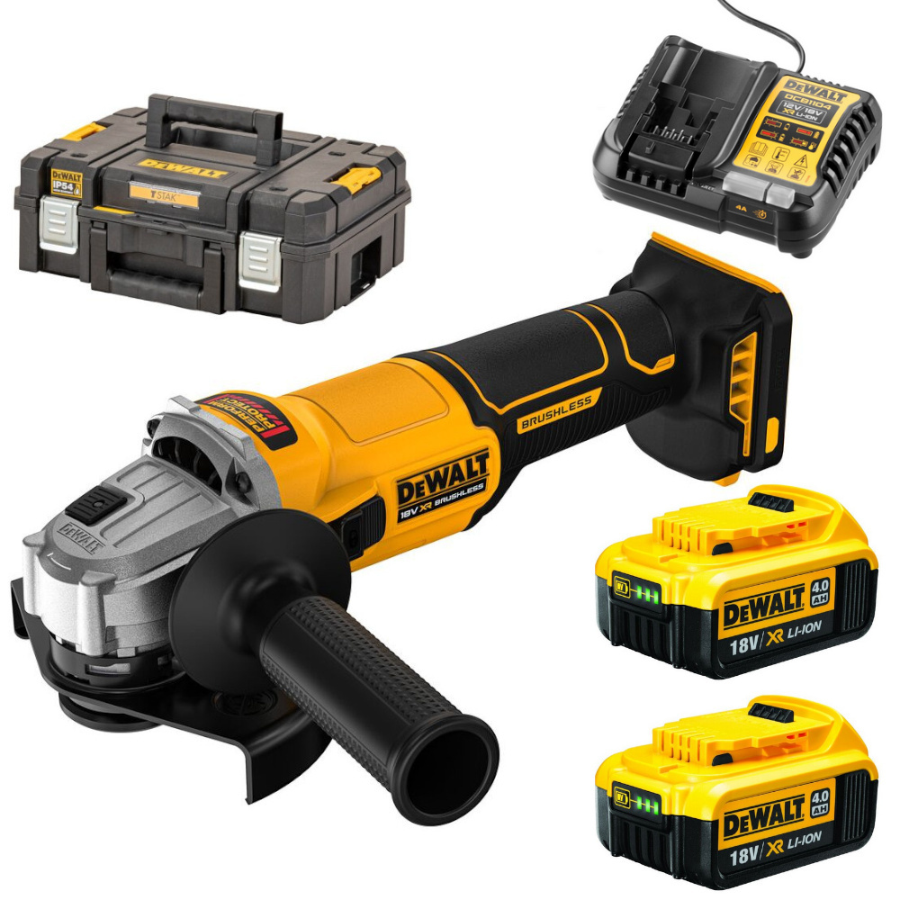 ANGLEGRINDER DEWALT DCG407M2T 18V 125MM 2X4AH CHARGER TSTAK