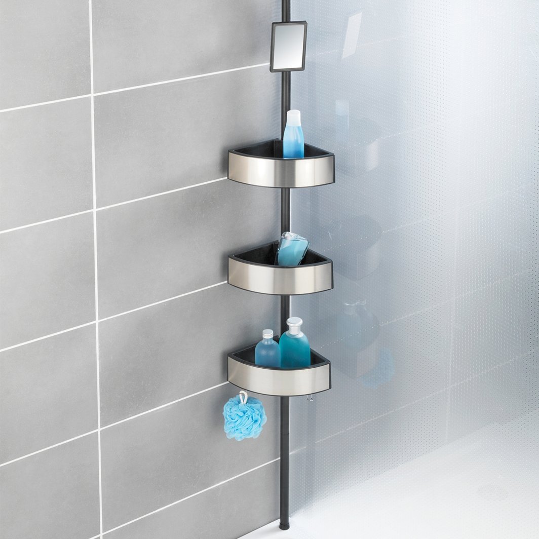 wenko Telescopic corner shelf wenko 27,5x70-260x20cm black/alumini