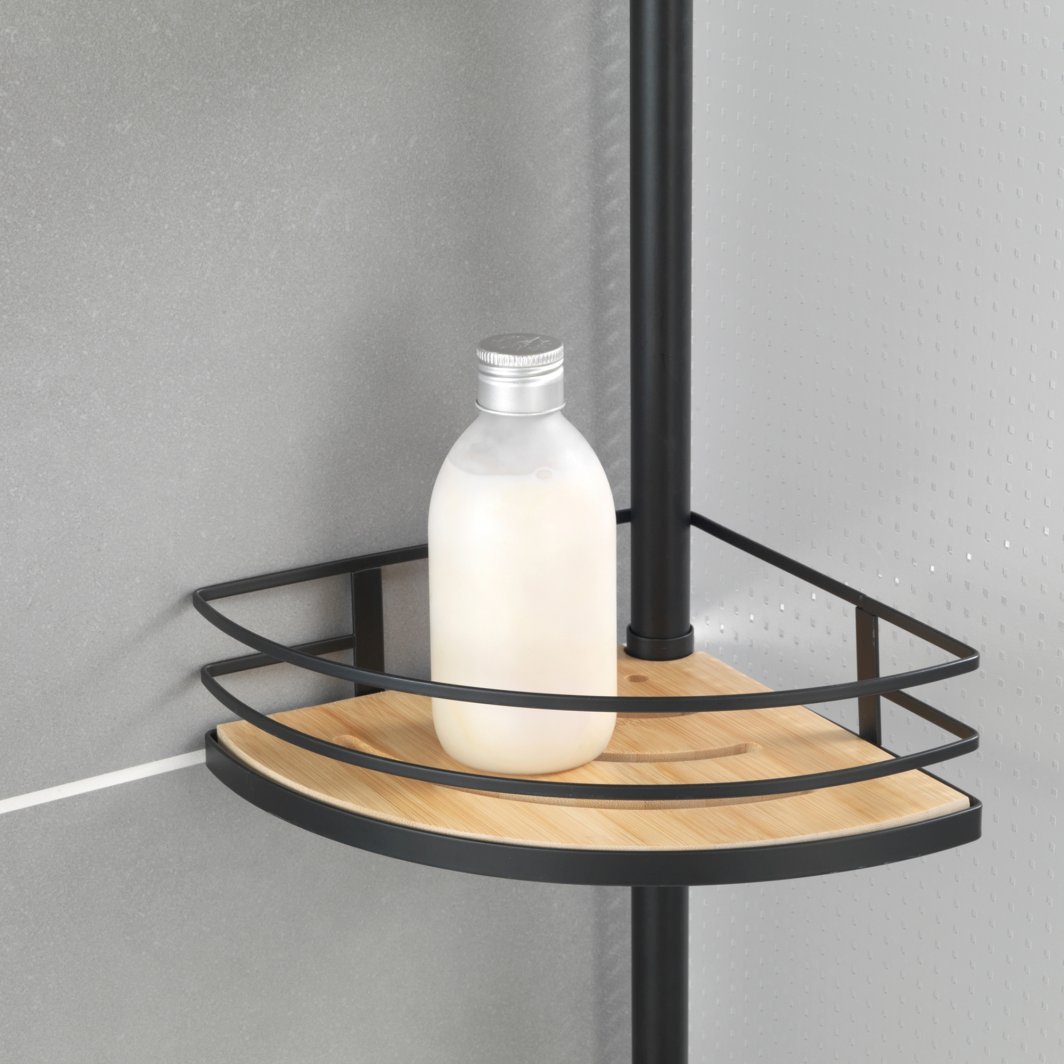 wenko Telescopic corner shelf wenko 31x65-275x23cm black/bambu