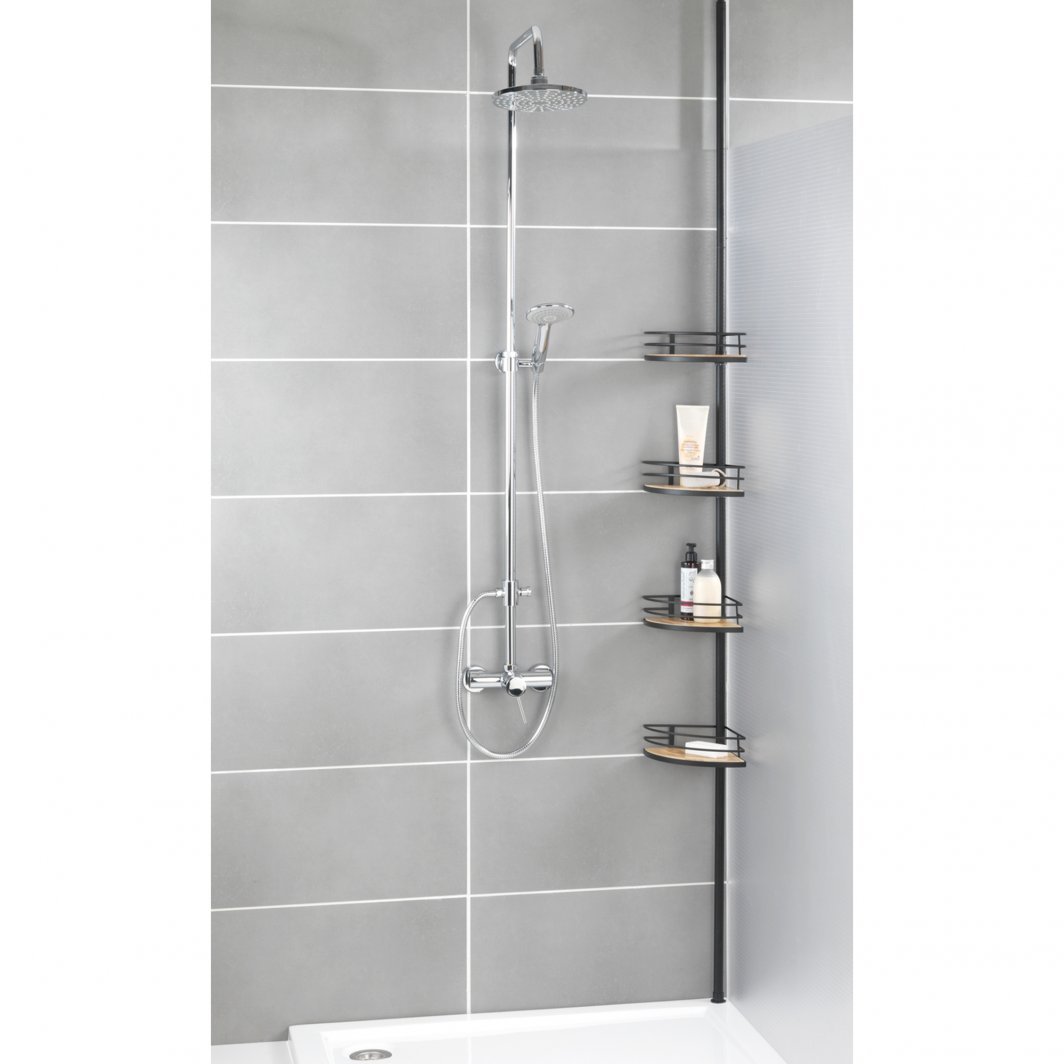 wenko Telescopic corner shelf wenko 31x65-275x23cm black/bambu