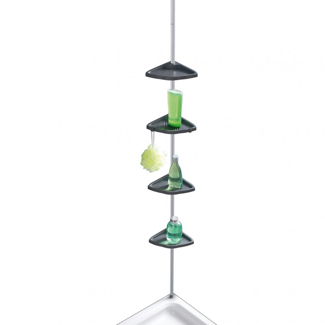 TELESKOPISK HÖRNHYLLA WENKO 26X78-265X19,5CM SVART/ALUMIN