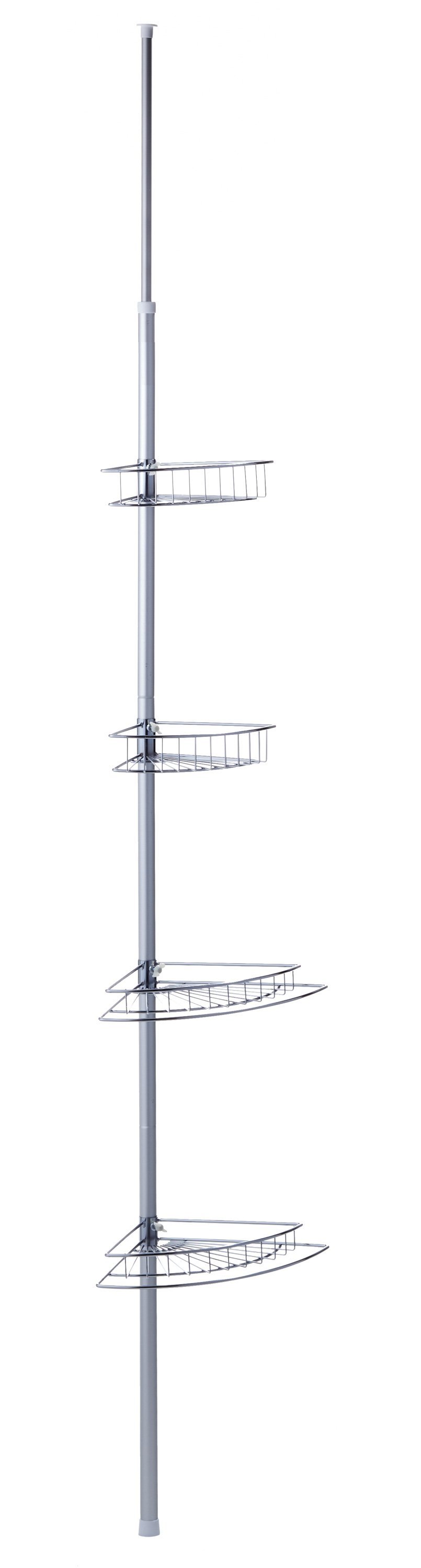 TELESCOPIC CORNER SHELF 38X230-260X28CM CHROME