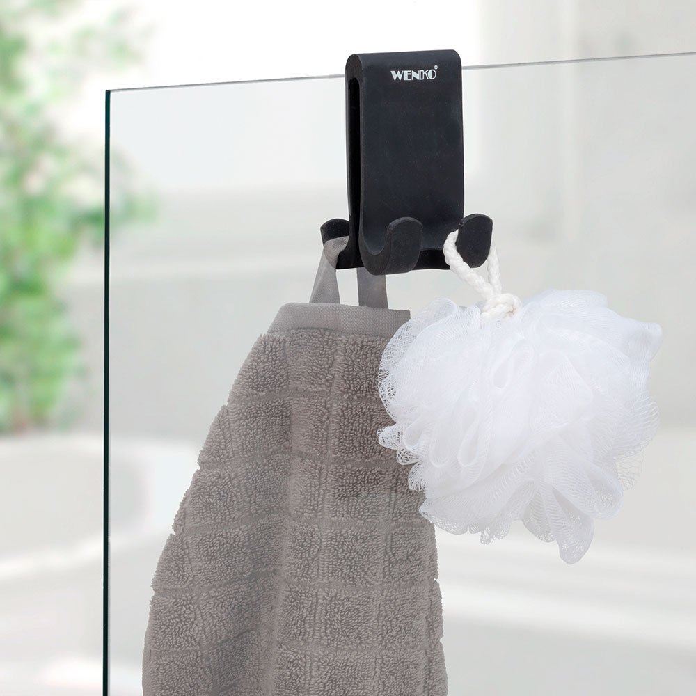 wenko Shower hook verna duo 5x9,5x7cm silicone black