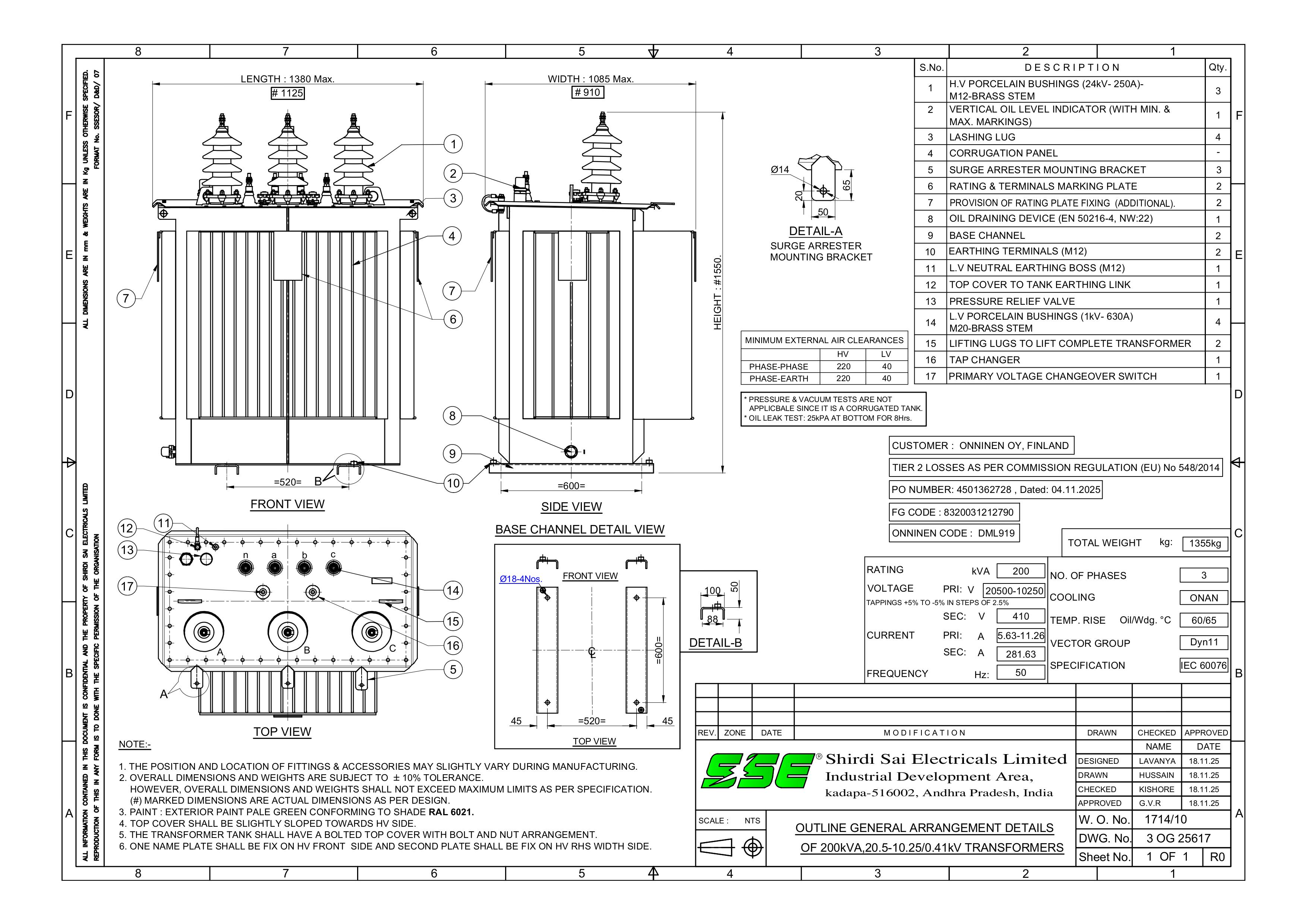 sse Distribution transformer sse t2 200 20-10/0.4