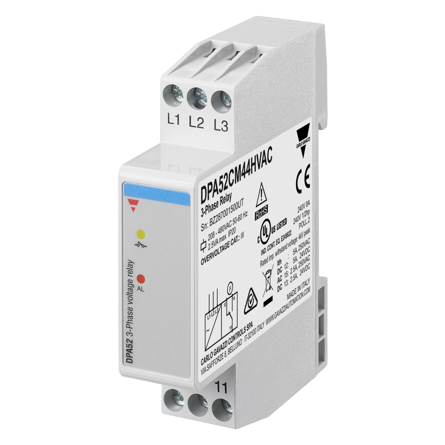 3-fase relè 208-480VAC HVAC-utførelse