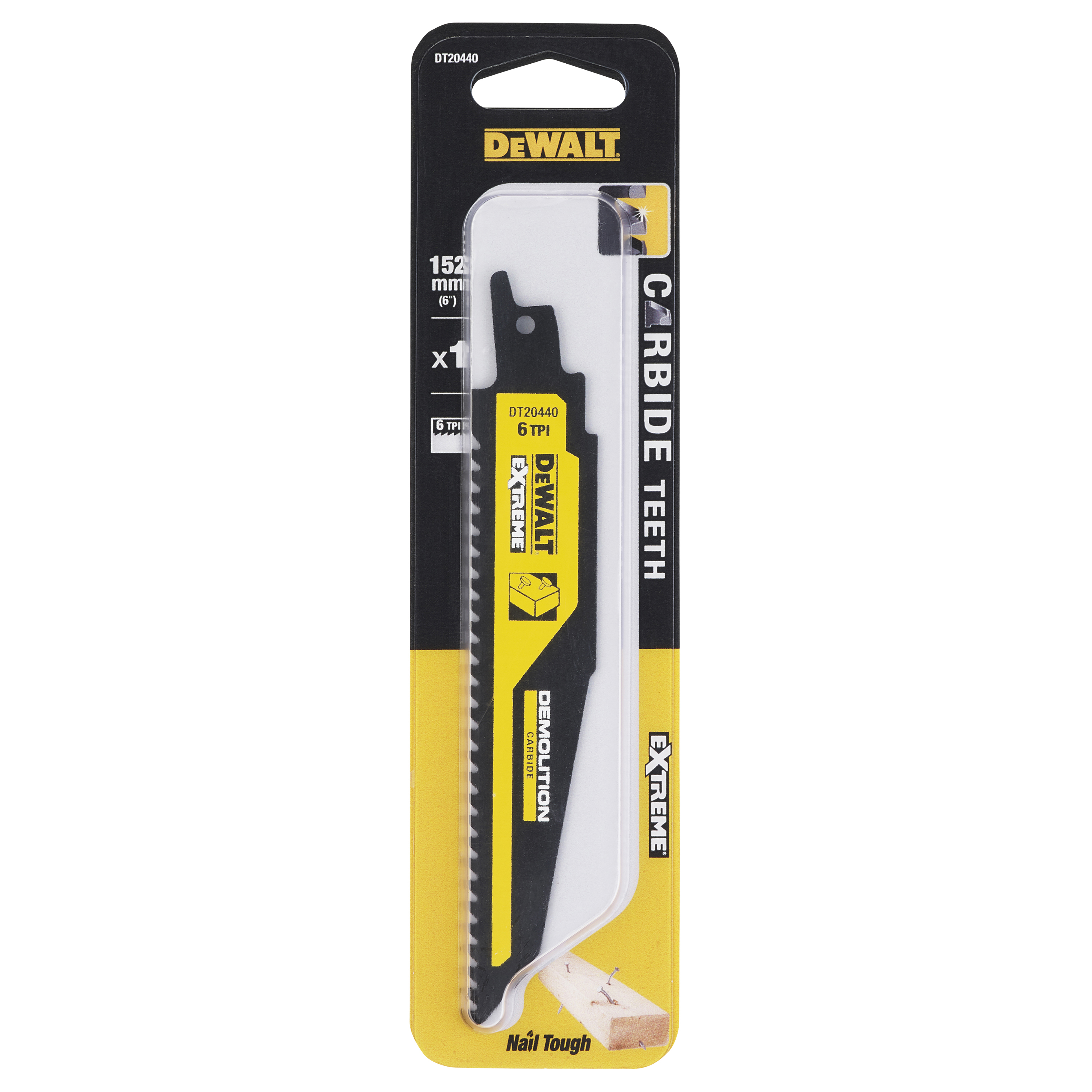dewalt Recip blade dewalt 152mm carbide 6tpi dt20440
