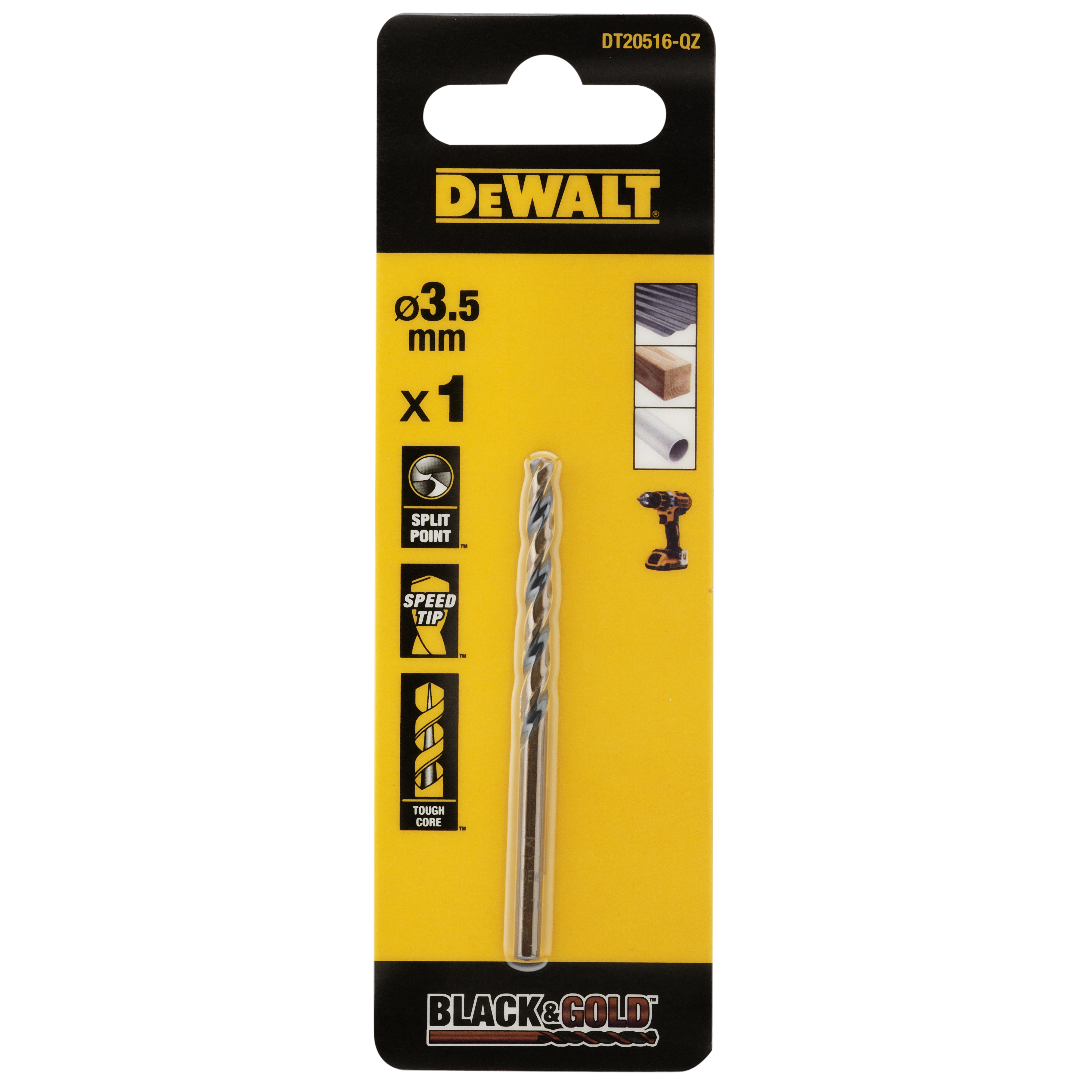 METALLIPORANTERÄ DEWALT BLACK GOLD DT20516 HSS 3,5MM