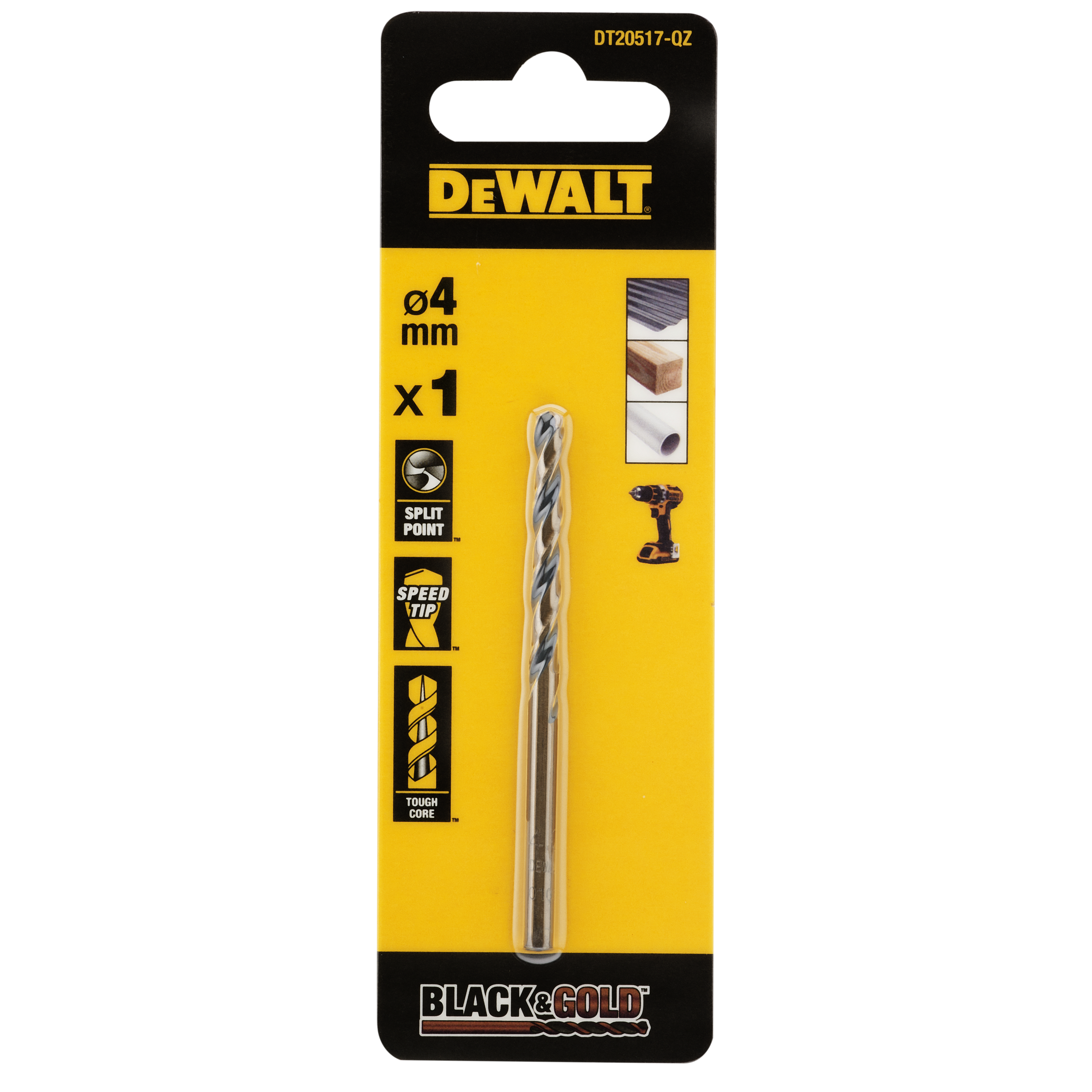 METALLIPORANTERÄ DEWALT BLACK GOLD DT20517 HSS 4MM