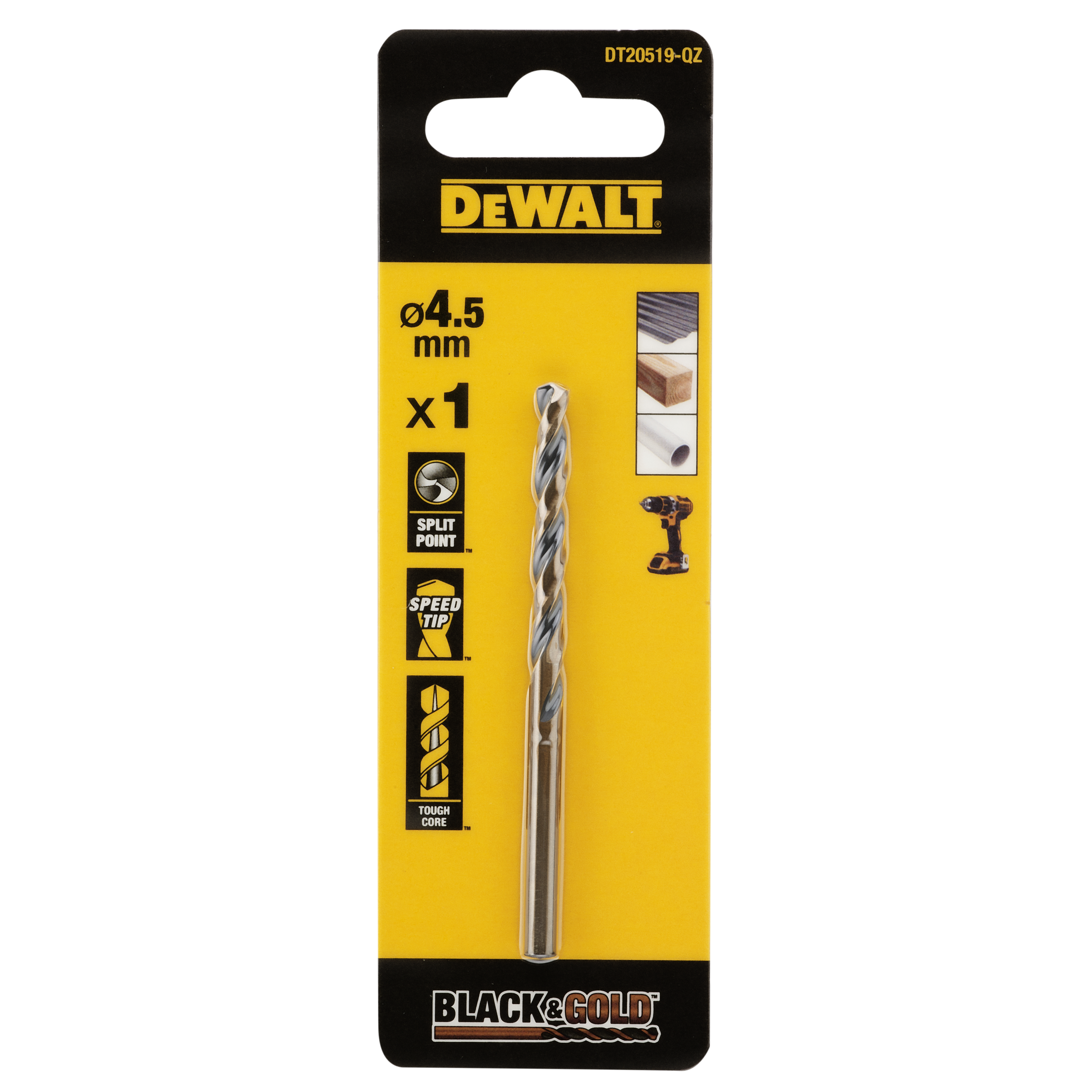 METALLIPORANTERÄ DEWALT BLACK GOLD DT20519 HSS 4,5MM