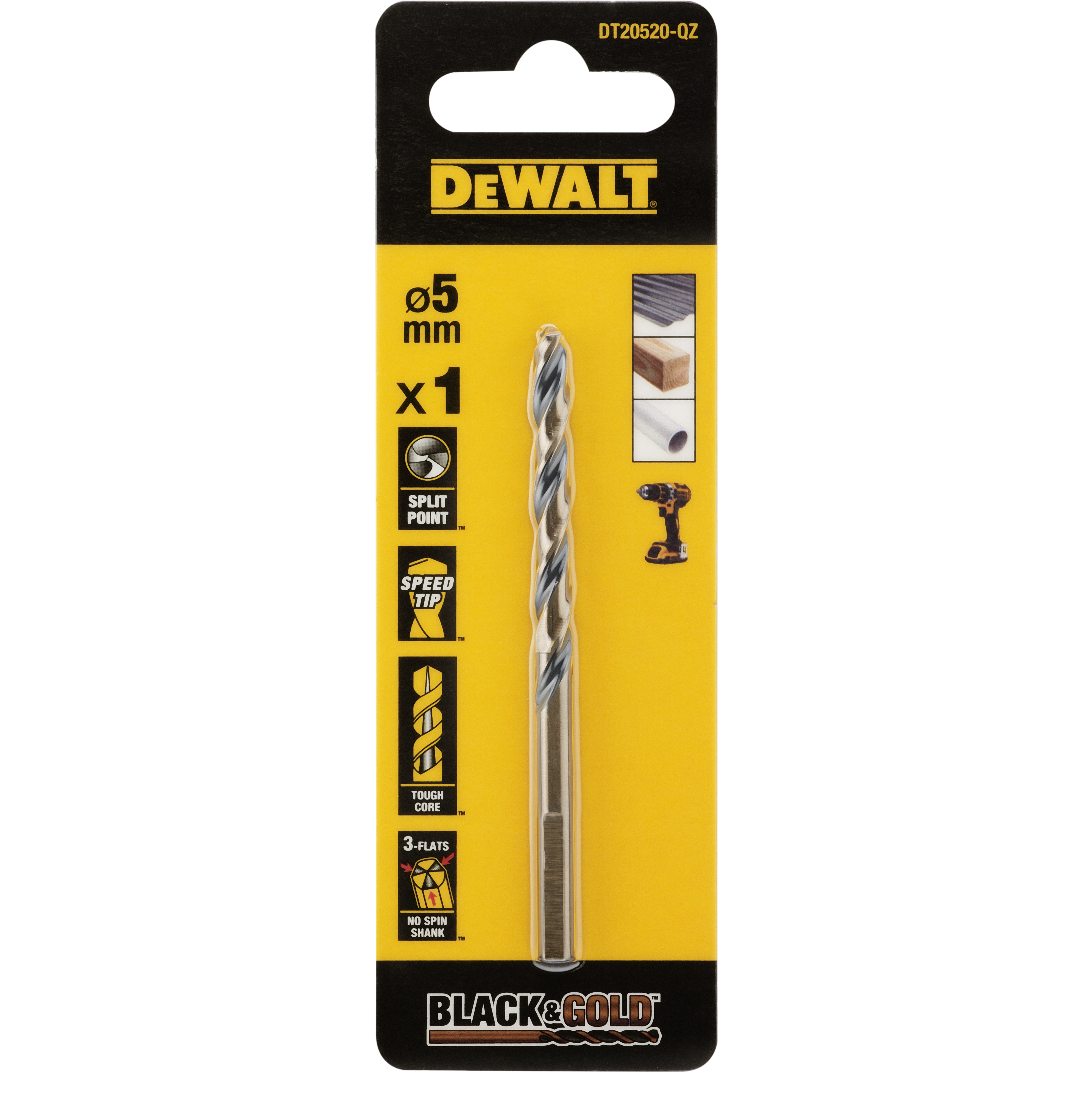 METALLIPORANTERÄ DEWALT BLACK GOLD DT20520 HSS 5MM