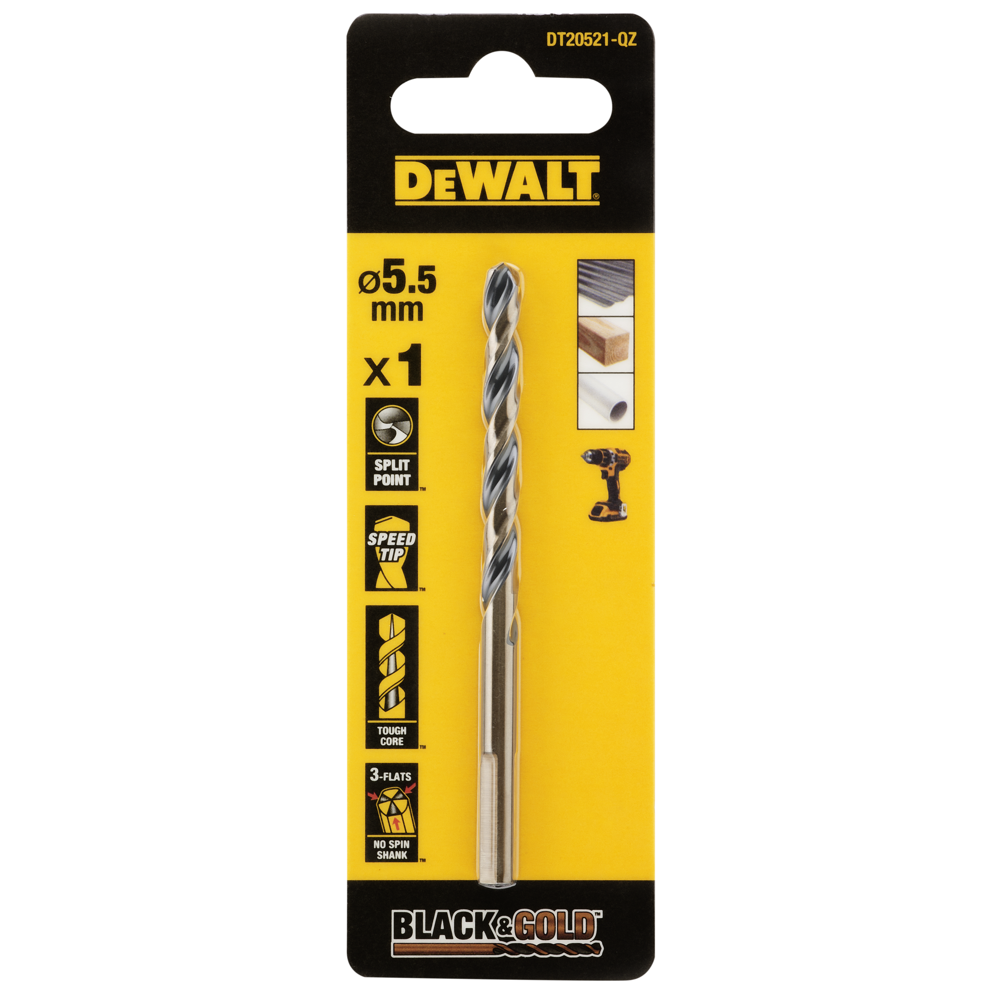 METALLIPORANTERÄ DEWALT BLACK GOLD DT20521 HSS 5,5MM