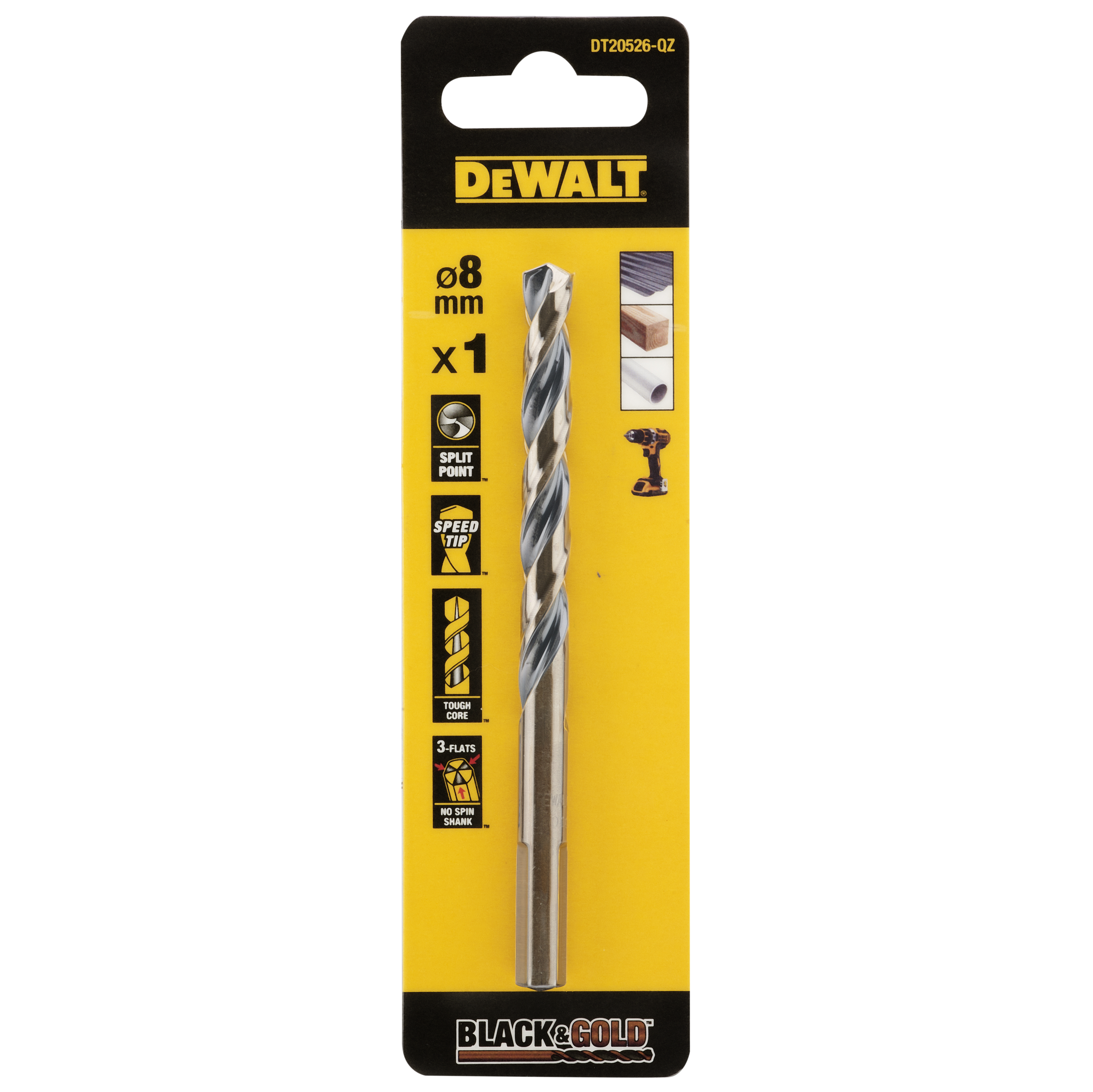 dewalt Metalliporanterä dewalt black gold dt20526 hss 8mm