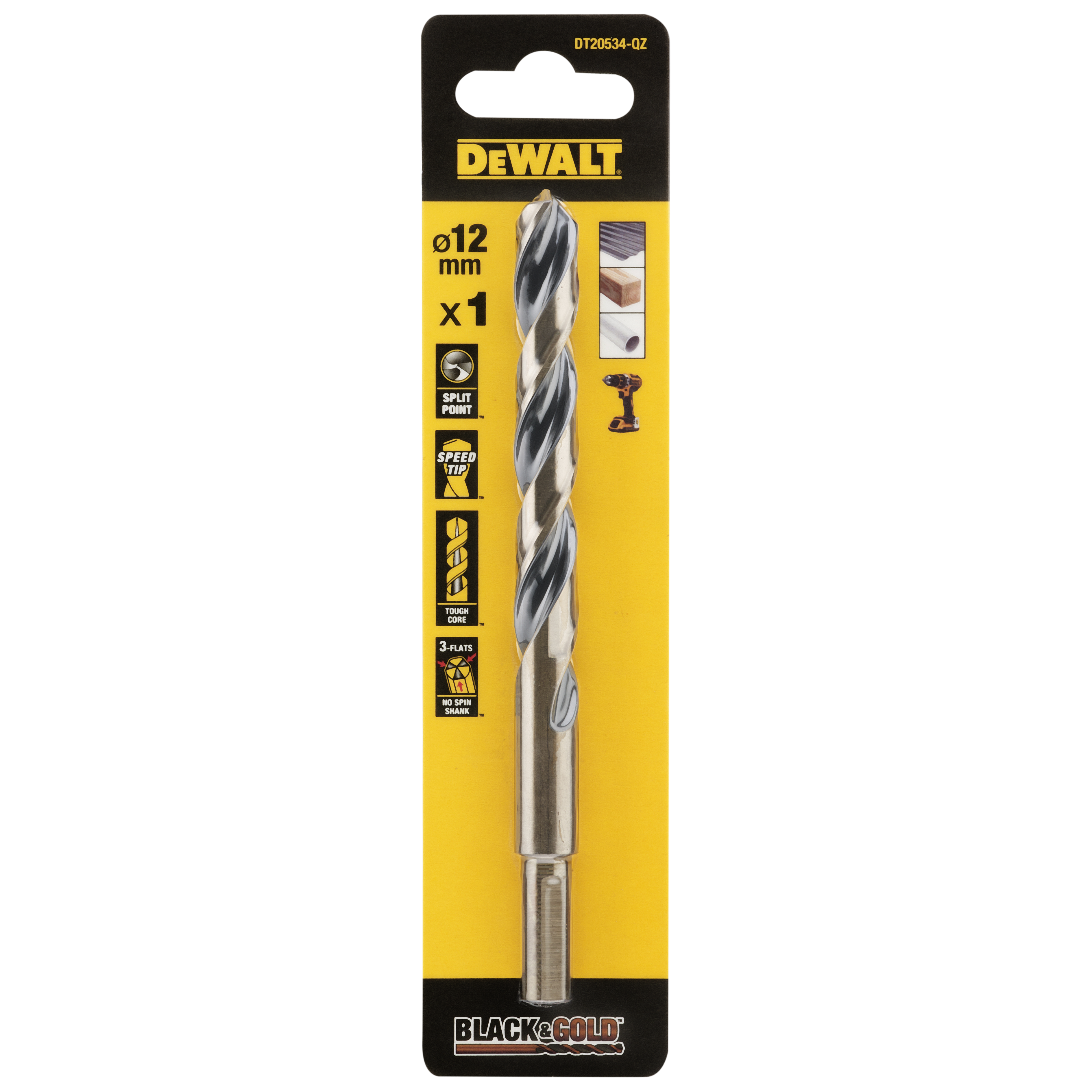 METALLIPORANTERÄ DEWALT BLACK GOLD DT20534 HSS 12MM