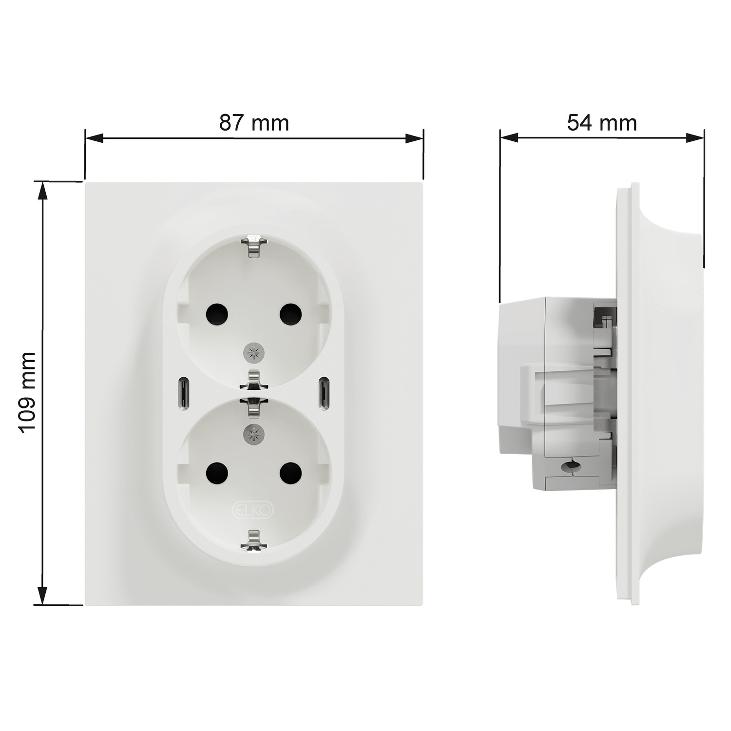 elko Socket outlet w usb elko one dso with 2x usb c pd charger