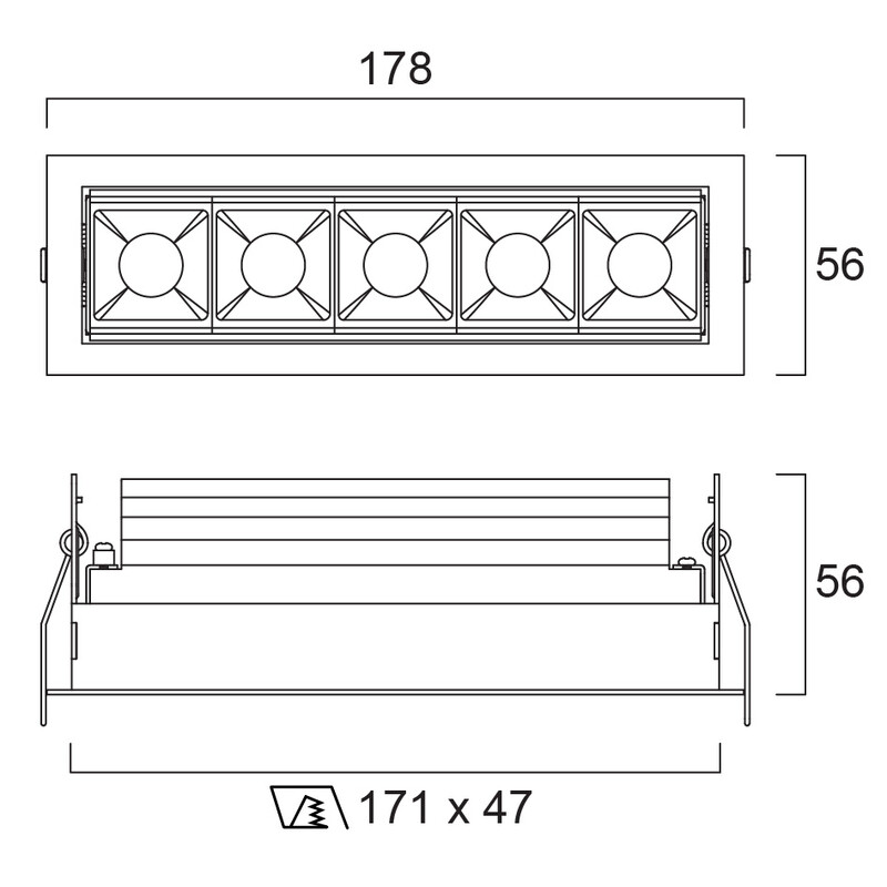 concord Downlight domino 5x 15w/930 850lm 55d dali